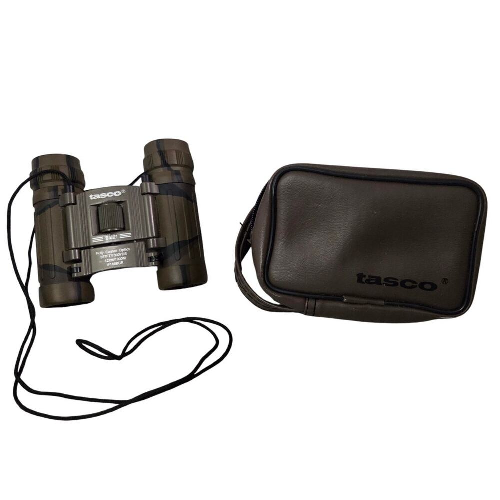 Tasco Binoculars 8 X 21 Camouflage 165BCR with Case Hunting Bird Sight Seeing